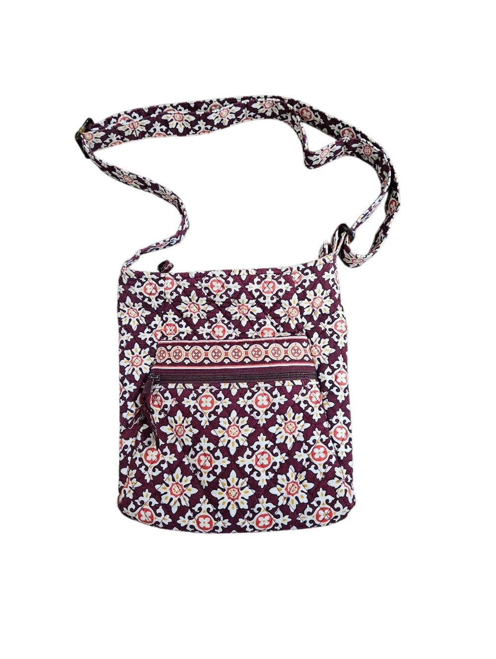 Vera Bradley Medallion Pattern Floral Crossbody Bag in Burgundy Euc Retired